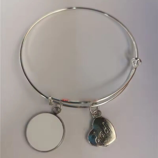 Bangle Bracelet with Dad Charm and Custom Charm Thumbnail